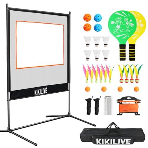 KIKILIVE Set Completo con Rete per Giochi con Racchette 4 in 1: Badminton, Tennis da Tavolo, Volano e Pickleball, per Indoor & Outdoor