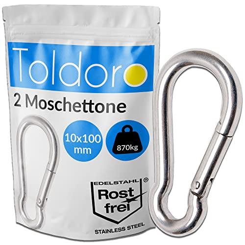 Toldoro® 2x Moschettone acciaio inox 10x100mm