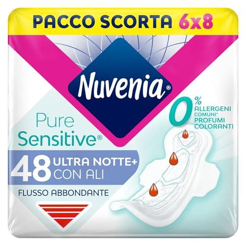 Nuvenia Pure Sensitive Ultra Notte con Ali - Maxi Scorta 48 Assorbenti