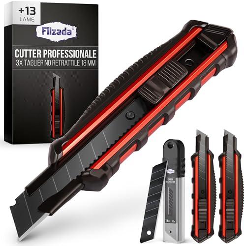Filzada 3x Taglierino Professionale Cutter con 13 Lame in Carbonio per Trincetto