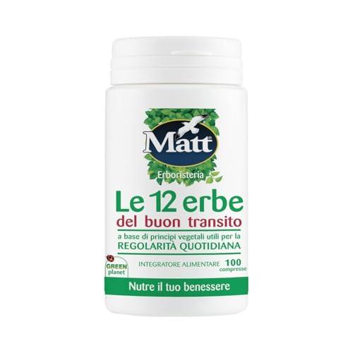 Matt, Le 12 Erbe del Buon Transito, Integratore Alimentare per la Regolarità Intestinale, 100 Compresse