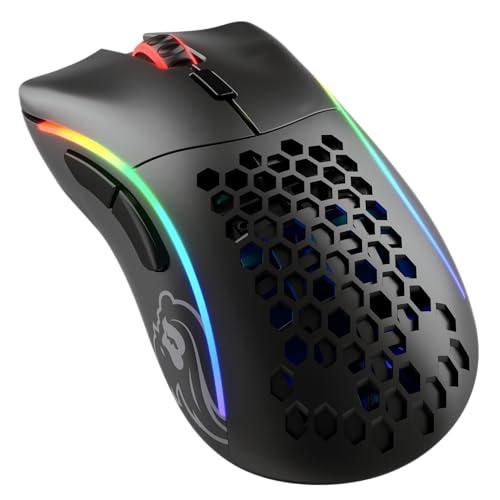 Glorious Gaming Model D- (Piccolo) Wireless Mouse da gaming senza fili - Superleggero 67 g, design a nido d'ape, RGB, ergonomico, wireless 2,4 GHz senza lag, fino a 71 ore di batteria - Nero opaco