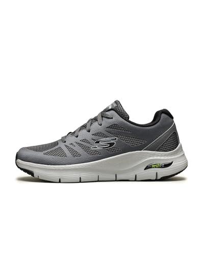 Skechers Arch Fit Charge Back, Sneaker Uomo, Grigio Charcoal Textile Synthetic Black Trim Ccbk, 43 EU