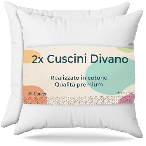 Cuscini per Divano 50x50 Imbottitura Cuscini 2 pezzi Interno Decorativi Quadrati Morbidi con Federe in Cotone e Poliest. Bianca Anallergici Antiacaro Arredo Casa Salotto Letto Sfoderabili e Lavabili