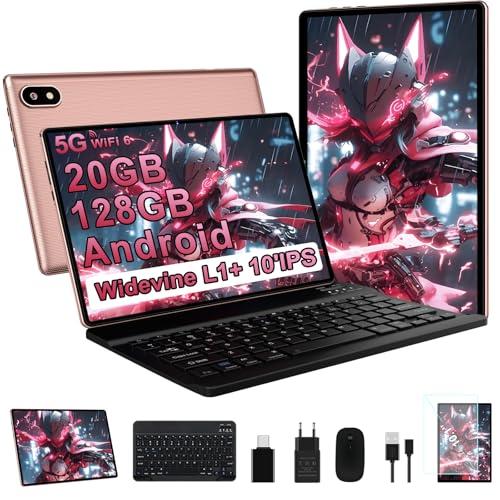 Tablet 10 Pollici Android 20GB RAM 128GB ROM Rosa con Tastiera e Mouse