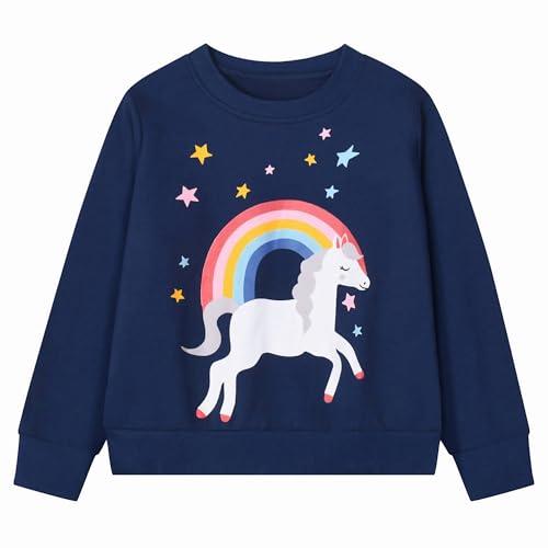 Gumyoss Felpa Unicorno Bambina - Arcobaleno Blu Scuro, 6 Anni