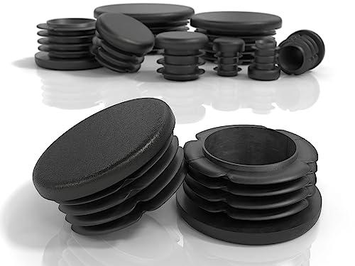 PD® Tappi a Lamelle Rotondi 48mm per Tubo Rotondo, Neri, Set da 4