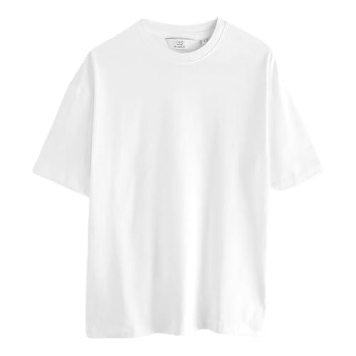 T-Shirt Girocollo da Uomo Next, 100% Cotone Pesante, Bianco XL