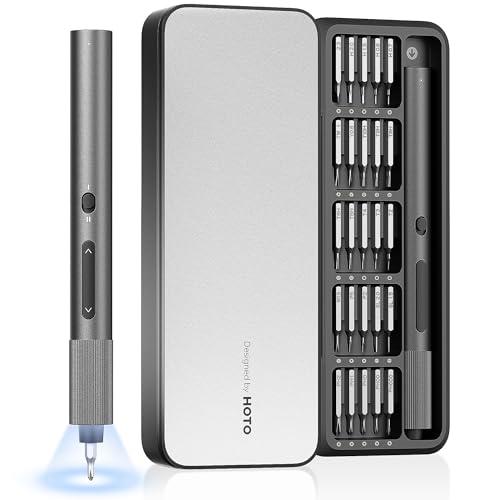 HOTO Cacciavite Elettrico con 25 Punte Magnetiche S2, Mini Set di Cacciaviti di Precisione con 170 RPM, USB-C, 2 Impostazioni di Coppia e Luce LED, Ideale per Occhiali ed Elettronica