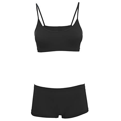 Toocool - Completo Intimo Bambina Danza Brassiere Reggiseno Pantaloncini LO-TZ078 Nero (8/10 anni)