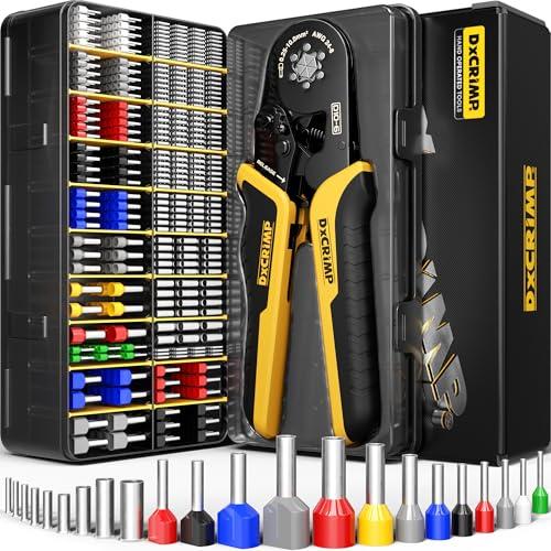 DxCRIMP Set Pinza Crimpatrice per Puntalini con Assortimento di Connettori Elettrici