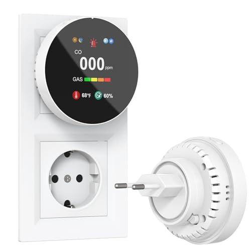 CHZHVAN Rilevatore Gas e Monossido di Carbonio 4-in-1 Plug-in
