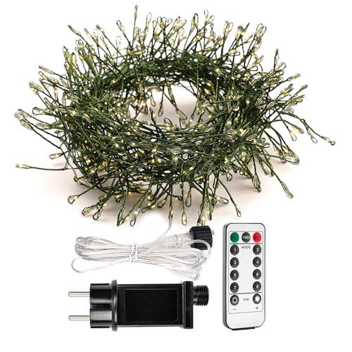 ZELUXDOT Accendi Petardo Luci 10m 300 LED Filo Verde Stringa Luci Bianco Caldo Lucine per Interni con Telecomando per Camera da Letto,Matrimonio,Compleanno,Festa,Albero di Natale,Giardino,Patio