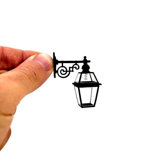 Lampione da parete nero per presepi e diorami con microlampada 12V