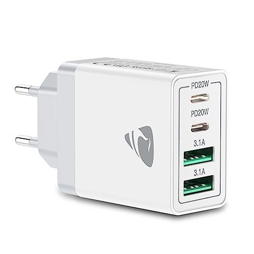 Caricatore USB C Rapido 40W 4 Porte Presa USB Multipla PD & QC3.0