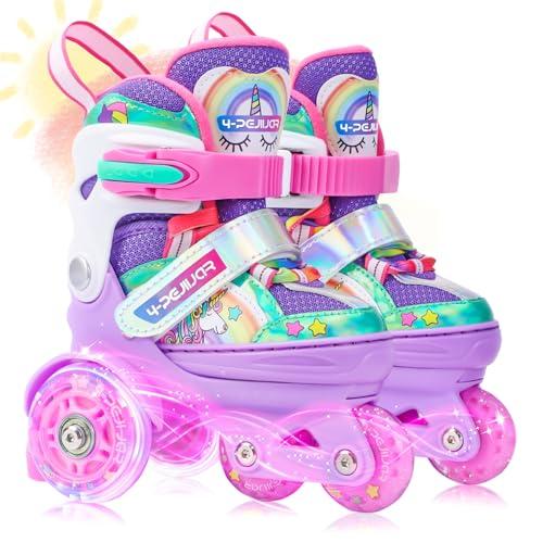 Pattini a Rotelle Bambina Unicorno Regolabili con LED