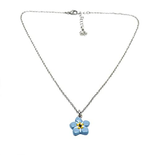 Collana Girocollo Acciaio con Fiore Non Ti Scordar di Me Artigianale