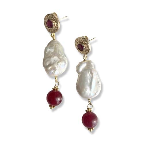 Orecchini in Madreperla con Pietre Dure Artigianali