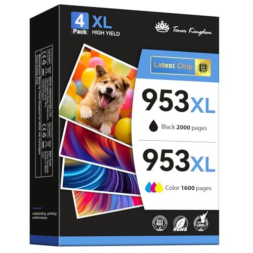 Toner Kingdom Cartucce 953 XL 953XL Compatibile per Cartucce HP 953XL Multipack Compatibili con HP Officejet Pro 7720 7740 8715 8710 8720 8210 8725 8730 7730 8740 8718 (Nero Ciano Magenta Giallo)