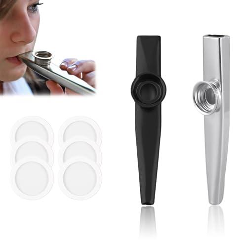 Kazoo Professionale in Metallo - Set da 2 (Argento e Nero)