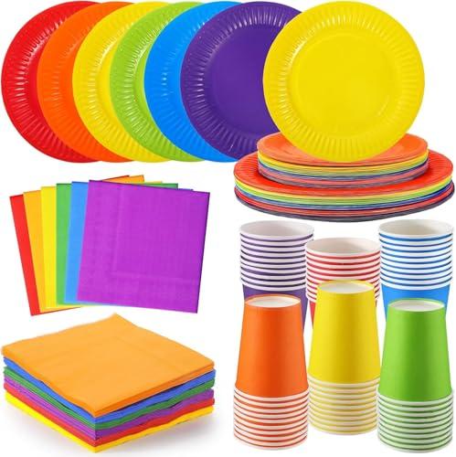 LATERN 120 Pezzi Stoviglie Colorate per Neon Feste in Carta