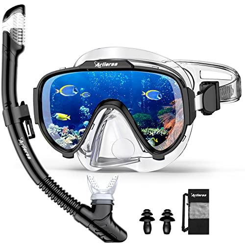 Arlierss Set per Snorkeling con Maschera Panoramica e Snorkel Pieghevole