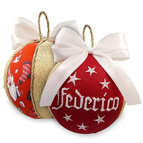 Pallina di Natale personalizzata con nome ricamato - 8 cm