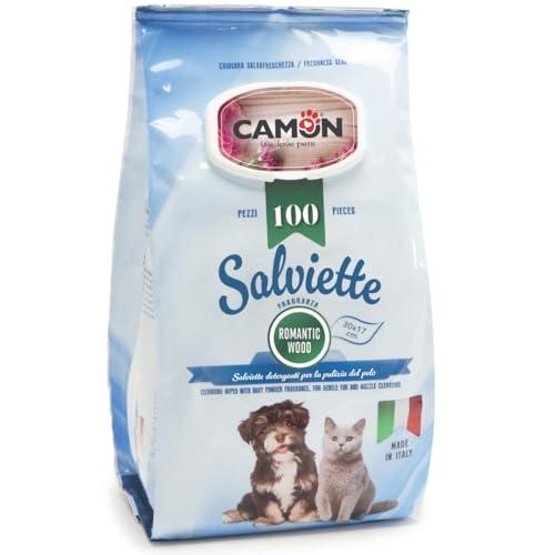 Camon Salviette Detergenti per Cani e Gatti, Fragranza Romantic Wood