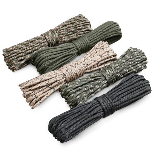VABNEER Paracord 5 Rotoli: Corda Multifunzionale 4mm x 10m, Resistenza 250kg