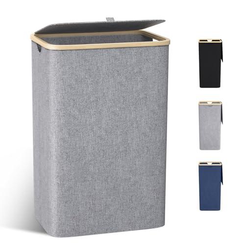 Cesto Portabiancheria in Bambù 100L - Grigio