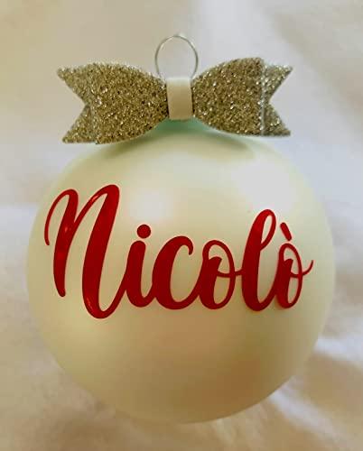 Pallina di Natale Personalizzata in Vetro Soffiato con Nome e Scatola Regalo - Made in Italy