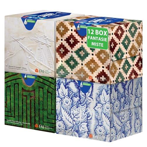 Tempo Fazzoletti Box Light - 3 Veli - 12 Confezioni da 60 Fazzoletti in 4 Grafiche Assortite