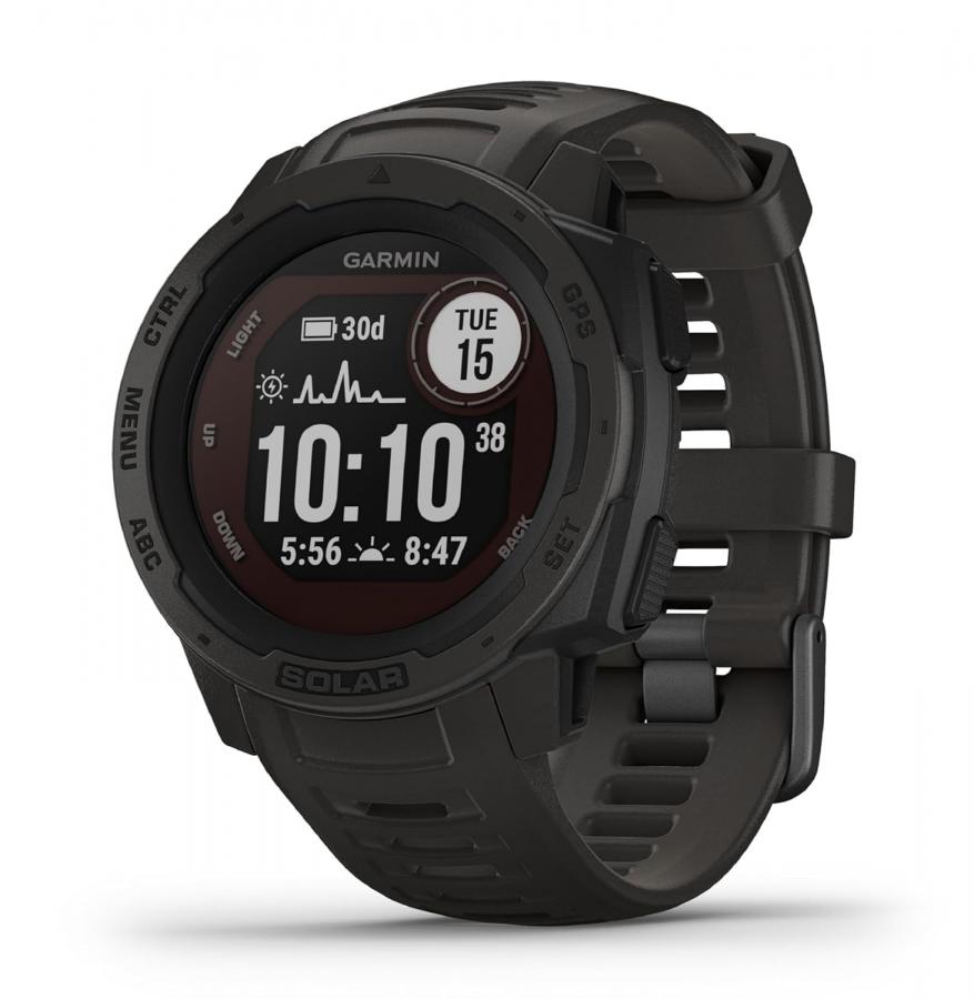 Garmin Instinct Solar - Smartwatch GPS Ultra-Resistente con Ricarica Solare, Cardio, Pulse Ox, App Multisport, Grafite