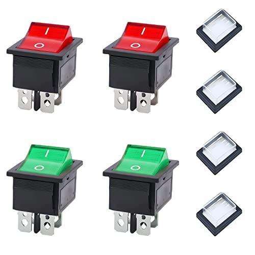 JINXIAN - Set di 4 Interruttori a Bilanciere con Copertura Impermeabile