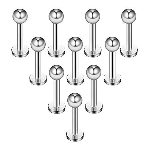Set di 10 Anelli Labret in Titanio Nero Anodizzato - Acciaio Chirurgico 316L