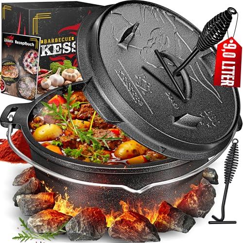 KESSER® Set Forno Olandese in Ghisa con Accessori - Casseruola Barbecue per Esterno e Interno