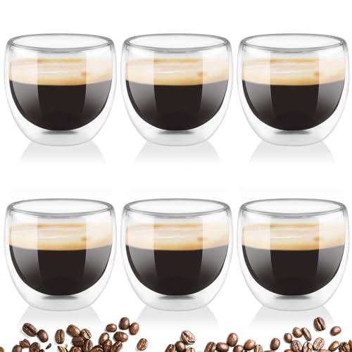 Mezzar Set 6 Tazzine da Caffè in Vetro a Doppio Strato (80ml)
