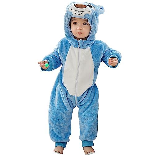 YloveM Unisex Bambino Pagliaccetto Invernale con Cappuccio - Costume Cosplay Animaletto in Flanella