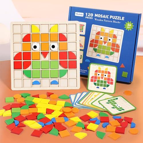 Jastown 120pz Puzzle Mosaico in Legno: Gioco Educativo Montessori per Bambini