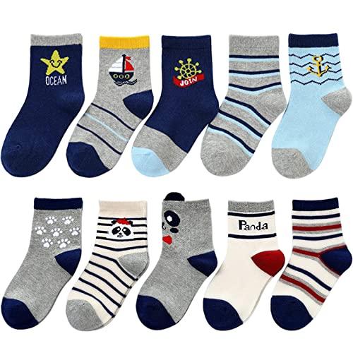 ZYUPHY 10 Paia Calzini Bambino Cotone Unisex Multipack Calzini Neonato Simpatico Cartone Colorati Animato Morbido Confortevole Calze 1-7 Anni per la Primavera Autunno Inverno