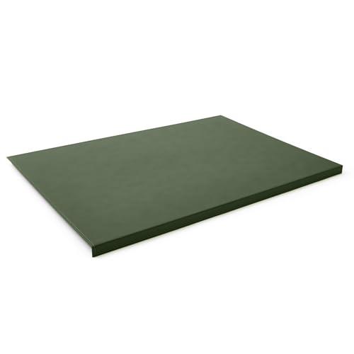 Eglooh - Calliope - Sottomano Scrivania Ufficio in Cuoio Verde cm 90x60 - Struttura in Acciaio con Profilo a L, Raffinate Cuciture Artigianali e Fondo Antiscivolo - Made in Italy