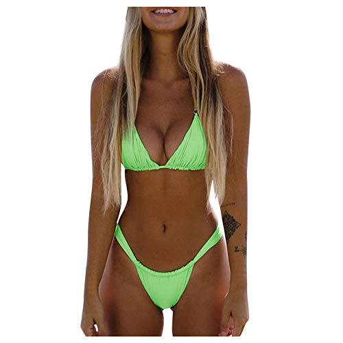 NaLatia Bikini Donna Mare Triangolo Due Pezzi Perizoma Brasiliana Stringa Sexy Solido Glitsxter Push Up Costume