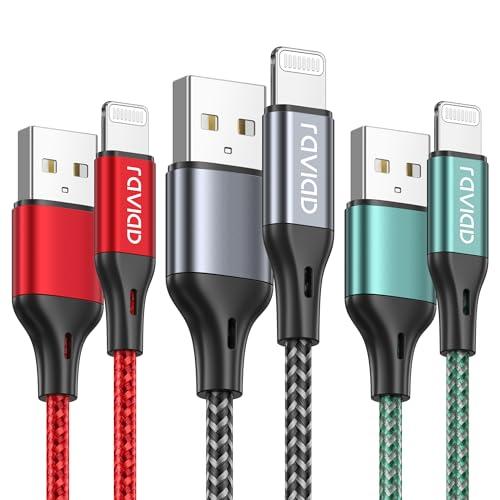 RAVIAD Cavo iPhone 1M - Set da 3, Certificato MFi, Ricarica Rapida e Trasferimento Dati