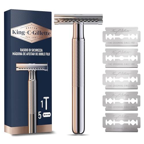 King C. Gillette Rasoio di Sicurezza Monolama con 5 Lamette