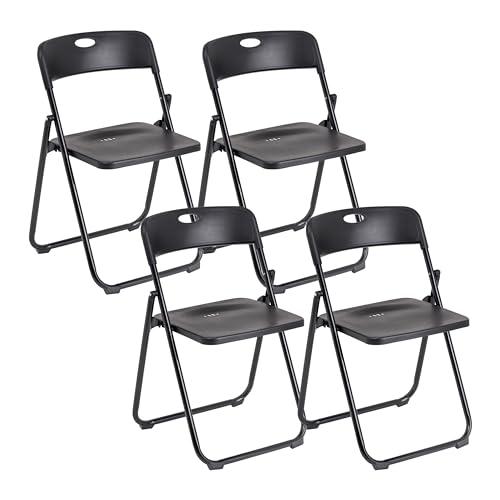 Baroni Home Set da 4 Sedie Pieghevoli Salvaspazio in Acciaio e PVC Nero