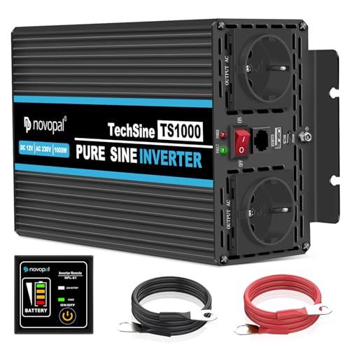 Novopal Inverter di Potenza 1000W Onda Sinusoidale Pura 12V a 220V con Telecomando