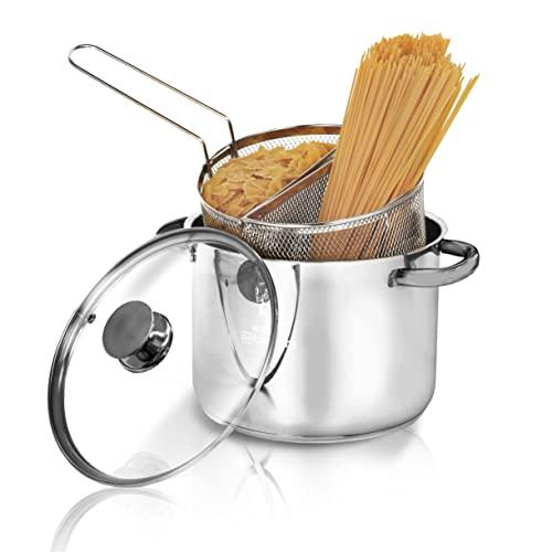 Aeternum Divina Pastarella Doppio Cestello - Pentola per Pasta in Acciaio Inox 22 cm, Induzione