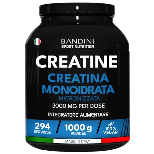 Bandini® Creatina Monoidrata Micronizzata 1kg/1000g in Polvere Pura e Vegana al 100% - Integratore Alimentare per Palestra, Sport, Fitness e Pre Workout - A base di Creatine Monoidrato