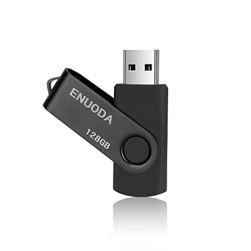 ENUODA Chiavetta USB 128GB Pen Drive USB 2.0 Metallo Memoria USB con Luce LED per PC, Laptop, TV (Nero)