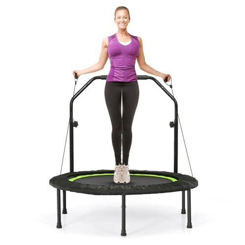 COSTWAY Mini Trampolino Pieghevole 101cm con Maniglia Regolabile - Verde